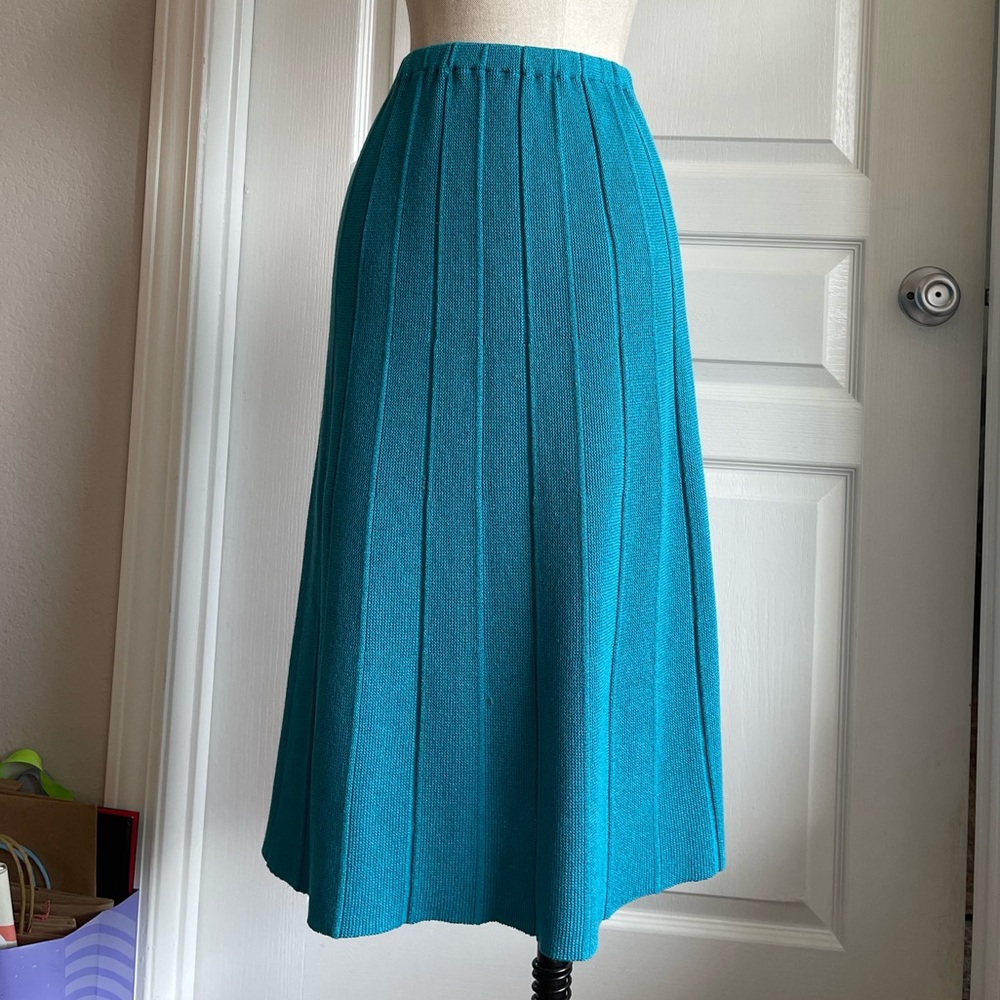 Vintage Woven Teal Blue Midi Skirt